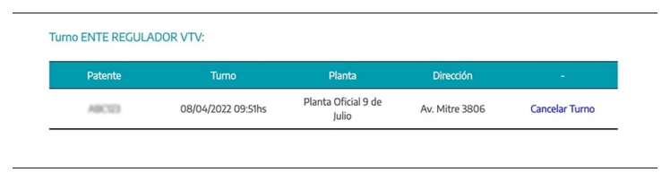 Paso 3 para consultar o cambiar el turno de la VTV en Solano